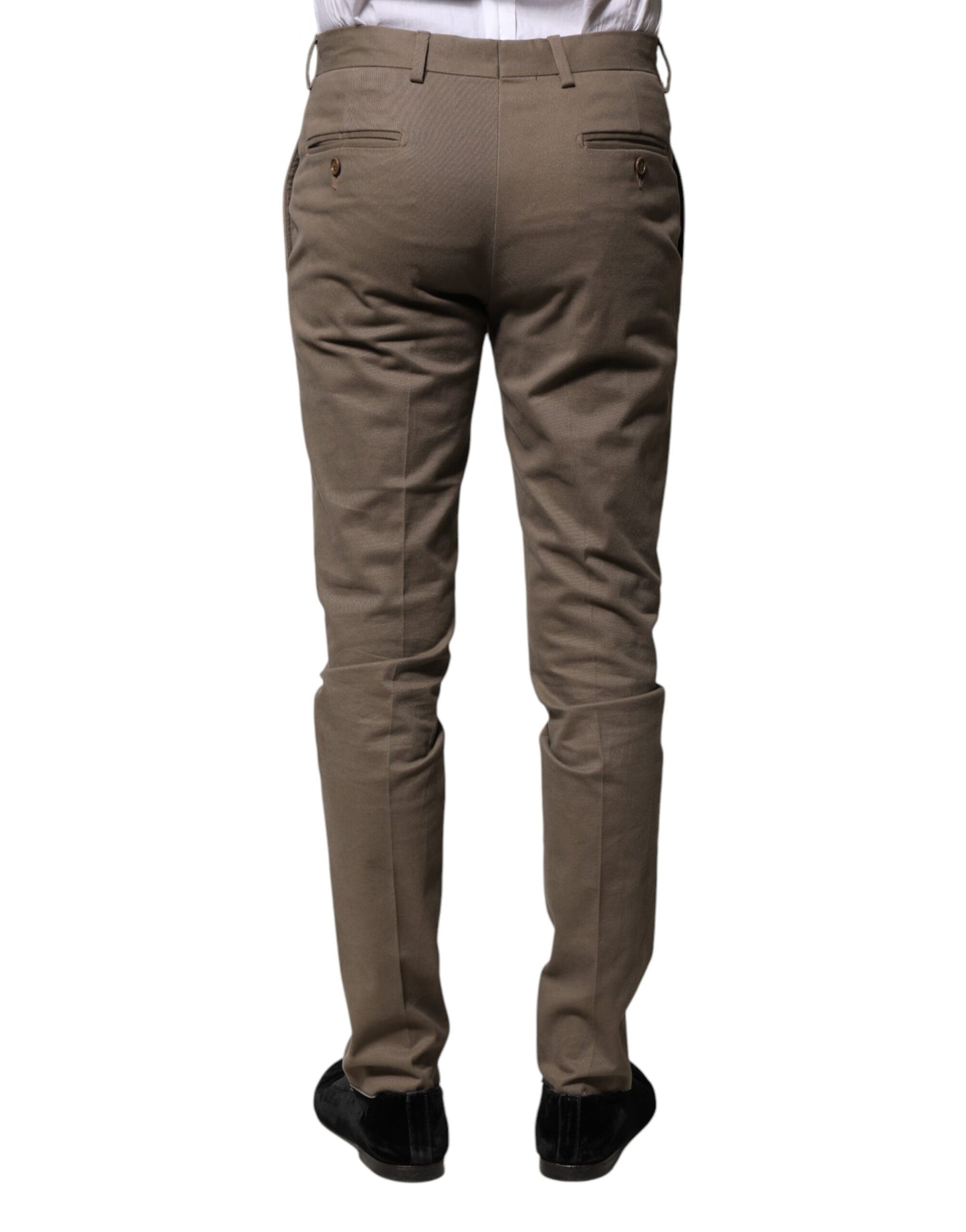 BENCIVENGA Pantalon habillé formel en coton marron, coupe fuselée