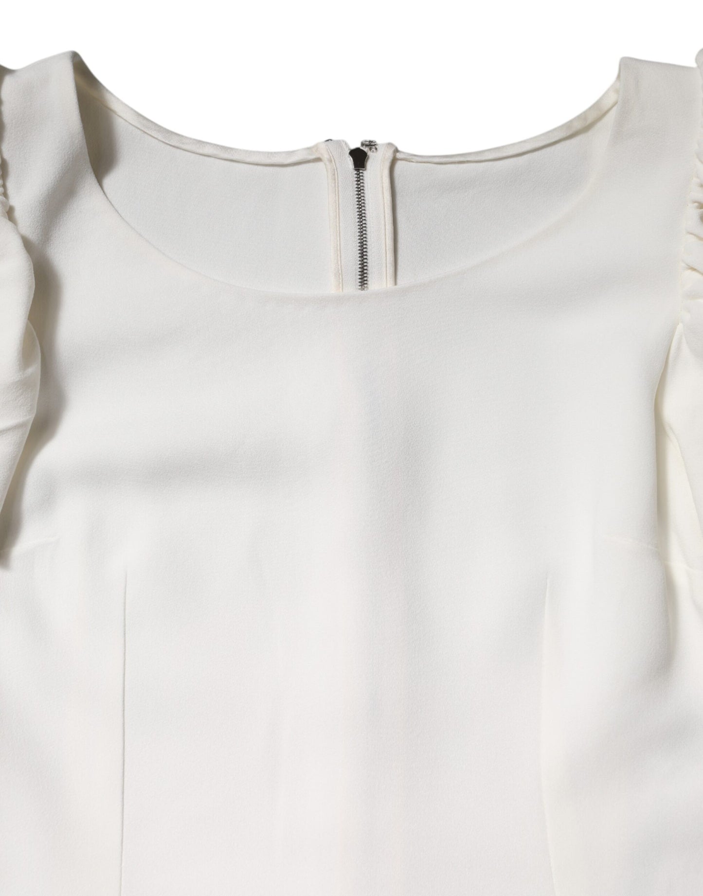 Top blanc en viscose à manches courtes et col rond de Dolce & Gabbana