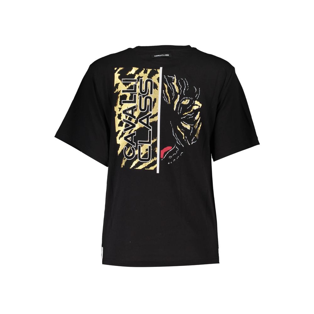 T-shirt noir en coton pour femme de la marque Cavalli Class.