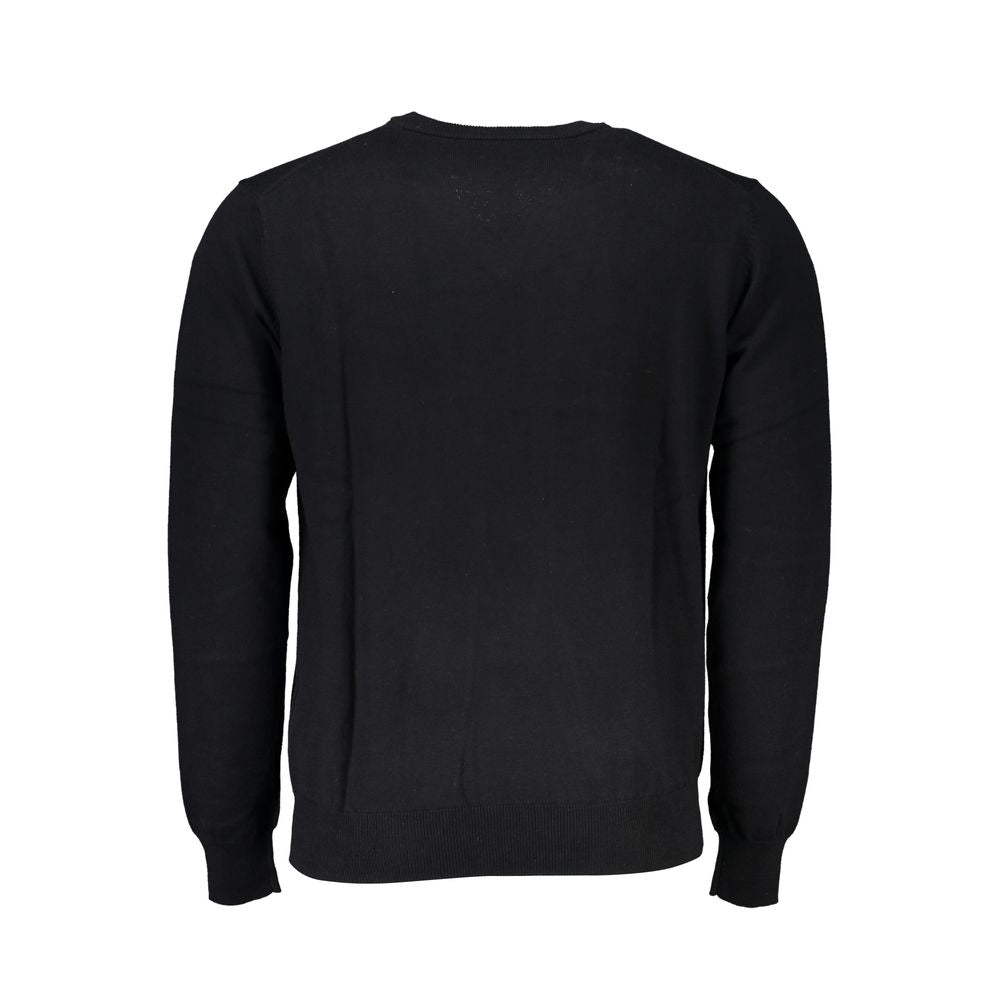 Harmont & Blaine Elegante, geborduurde zwarte trui met V-hals