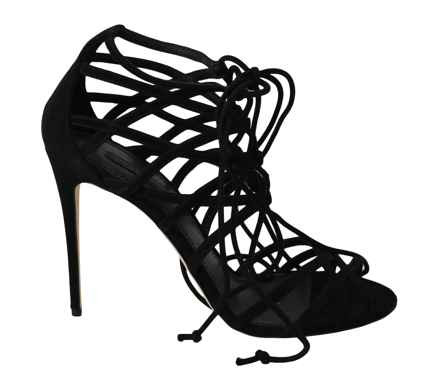 Sandales à talons aiguilles en daim noir avec bride de Dolce & Gabbana