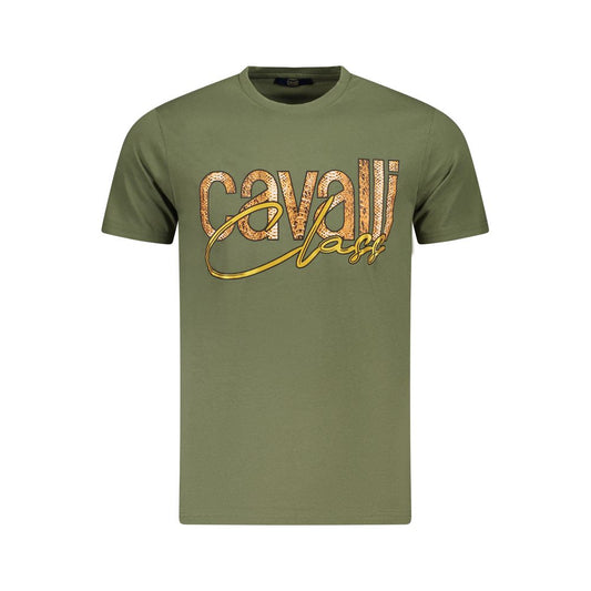 Cavalli Class Green Cotton Men T-Shirt