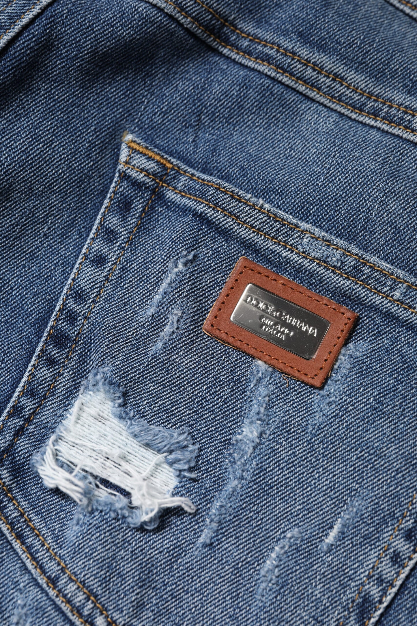 Jeans en jean taille basse en coton bleu délavé Dolce & Gabbana