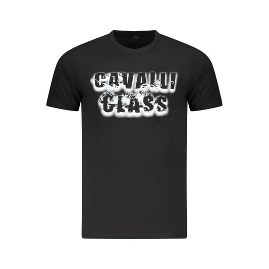 Cavalli Class Black Cotton Men T-Shirt