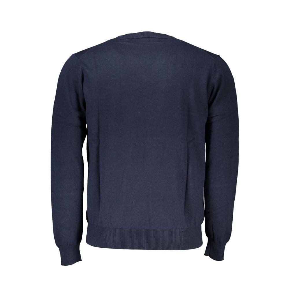 Pull bleu à col en V brodé de Harmont & Blaine
