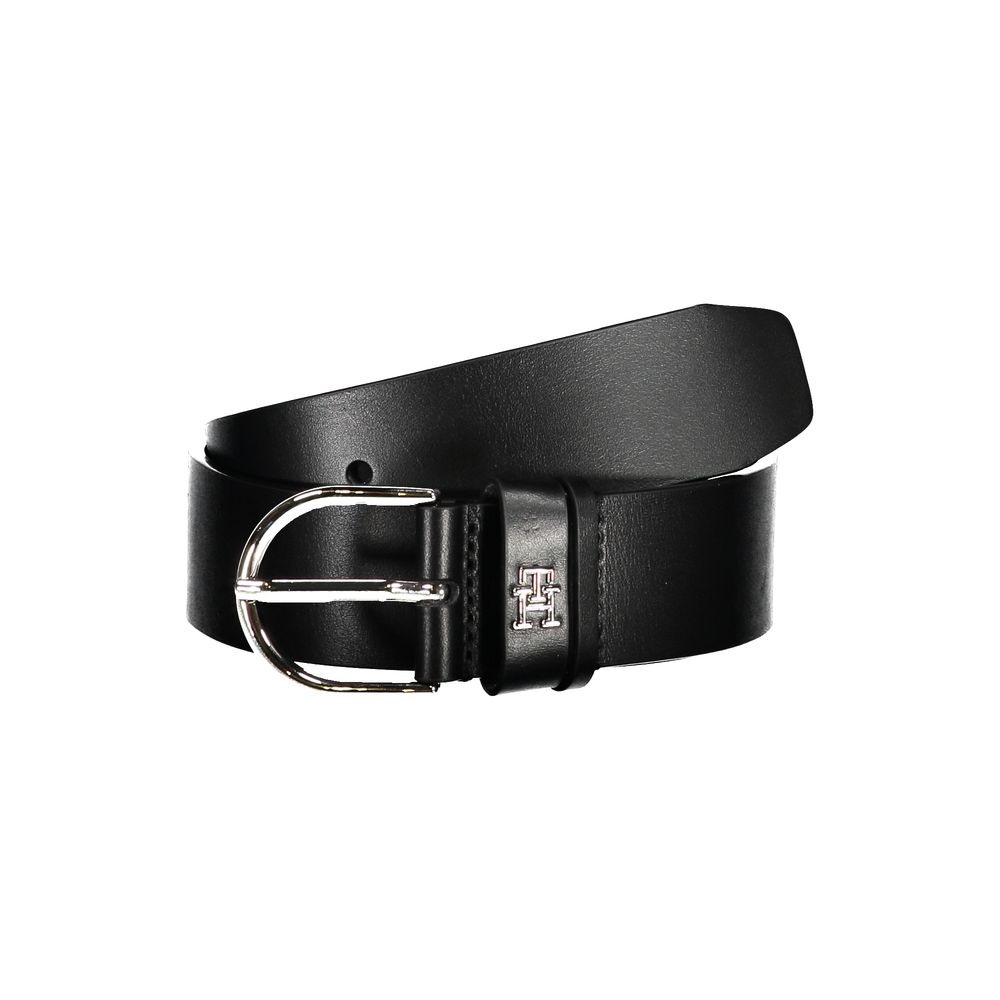 Tommy Hilfiger Chic Zwarte Leren Riem met Metalen Gesp