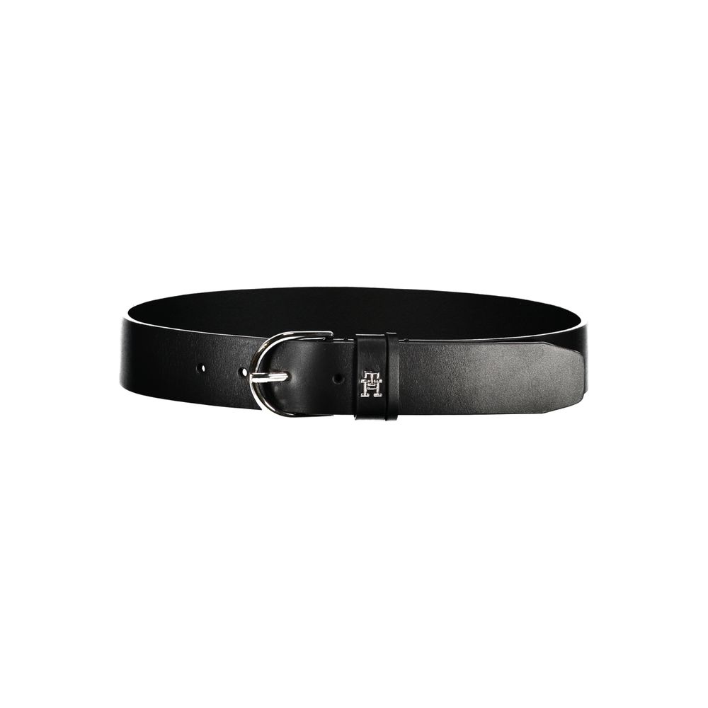 Tommy Hilfiger Chic Zwarte Leren Riem met Metalen Gesp