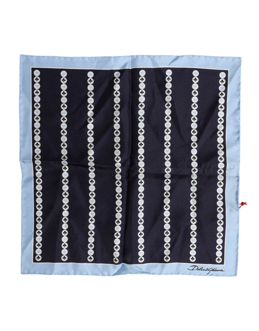 Foulard carré en soie imprimé bleu Dolce & Gabbana pour homme