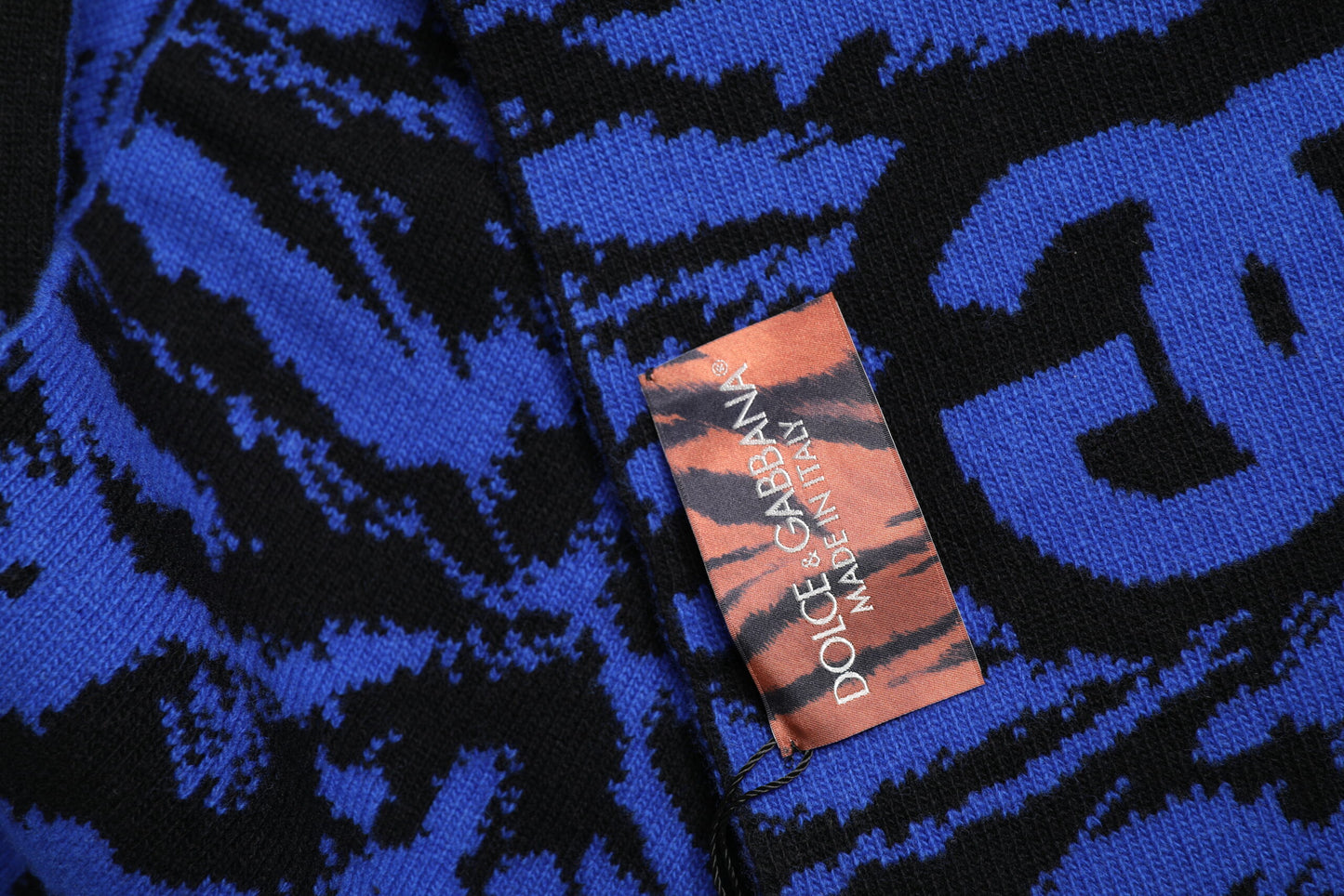 Foulard châle cache-cou Dolce & Gabbana bleu noir avec logo