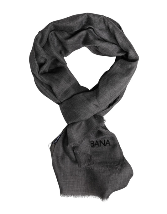 Foulard châle cache-cou imprimé logo gris Dolce & Gabbana
