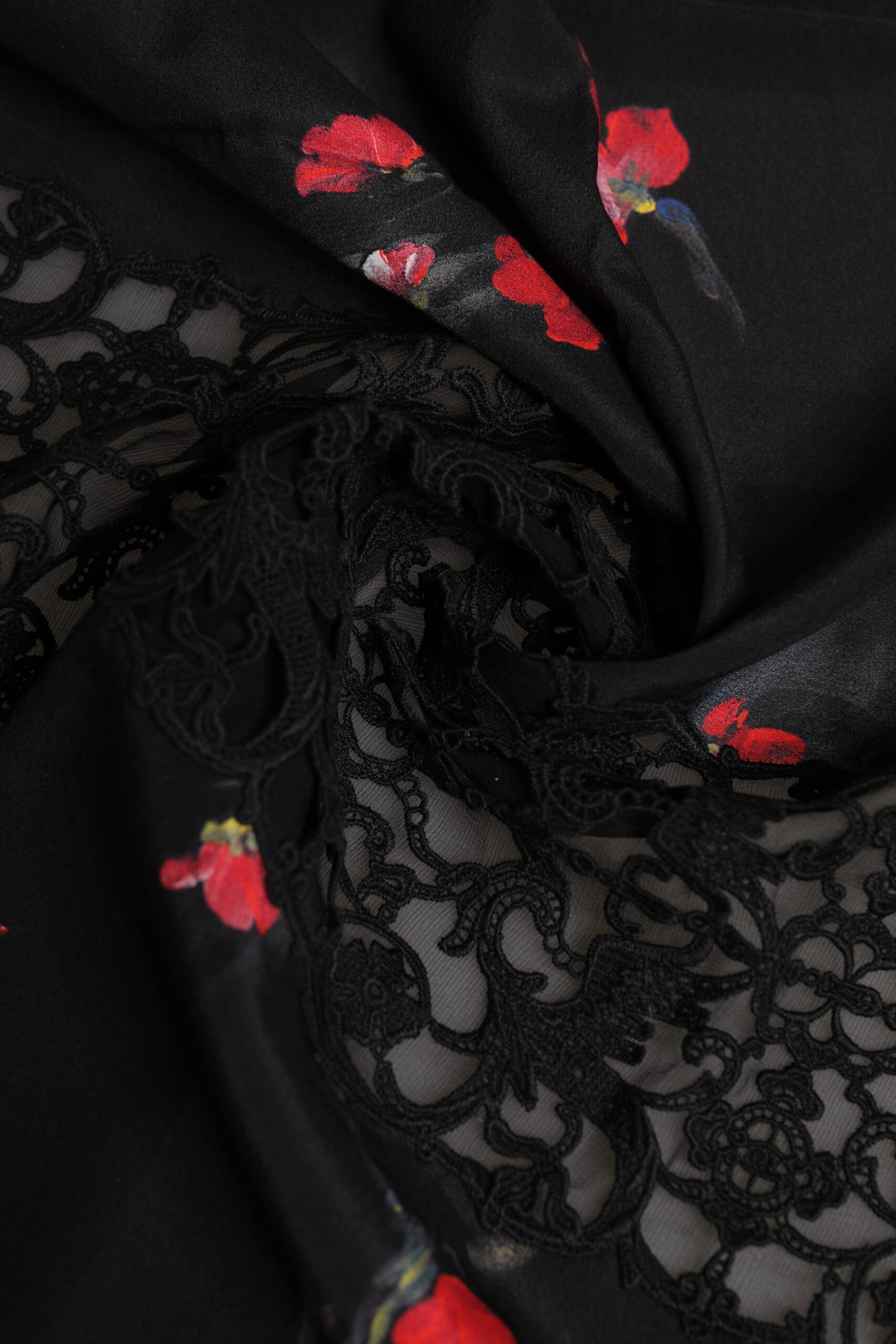 Foulard cache-cou noir à imprimé floral Dolce & Gabbana