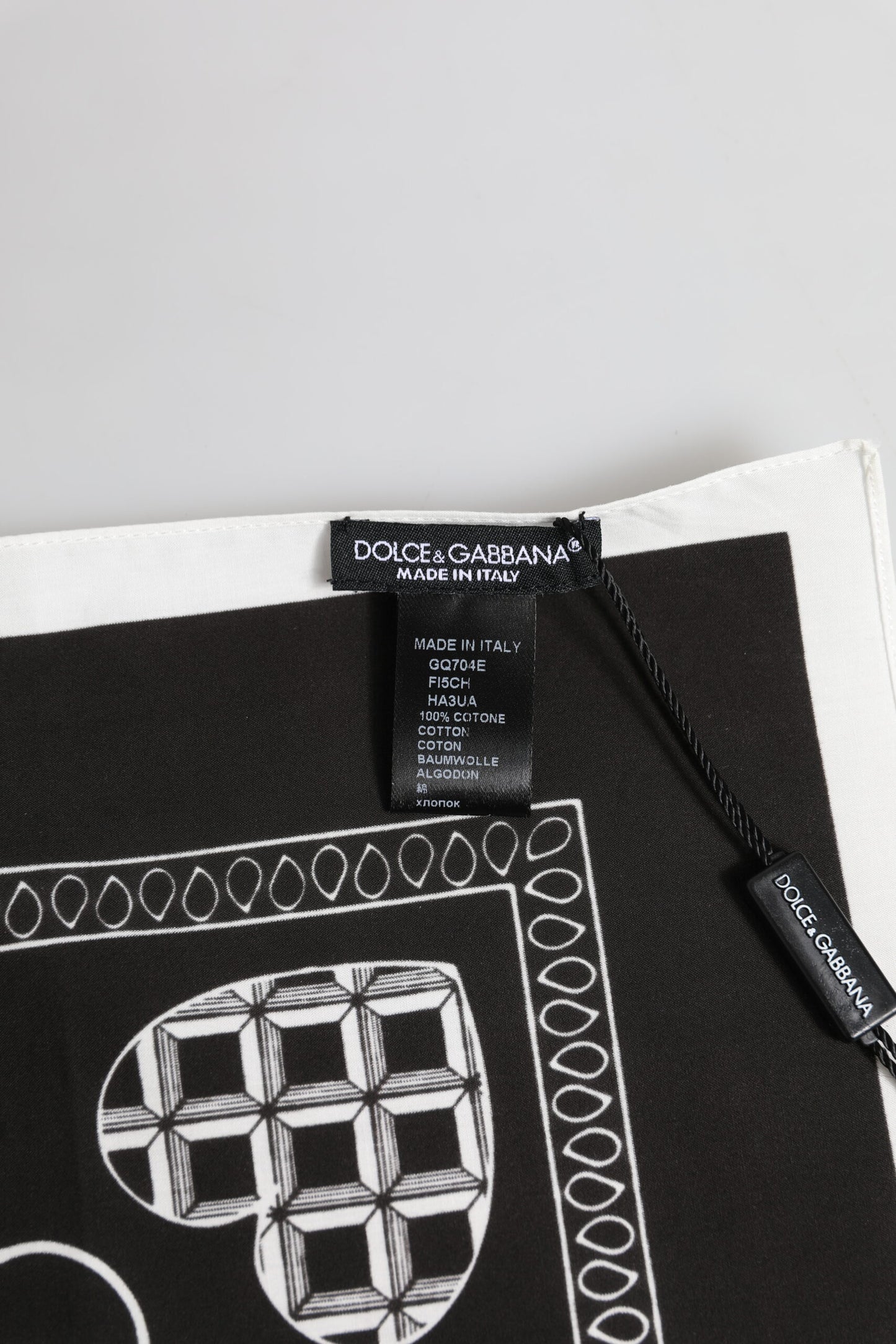 Foulard carré bandana noir et blanc Dolce & Gabbana pour homme