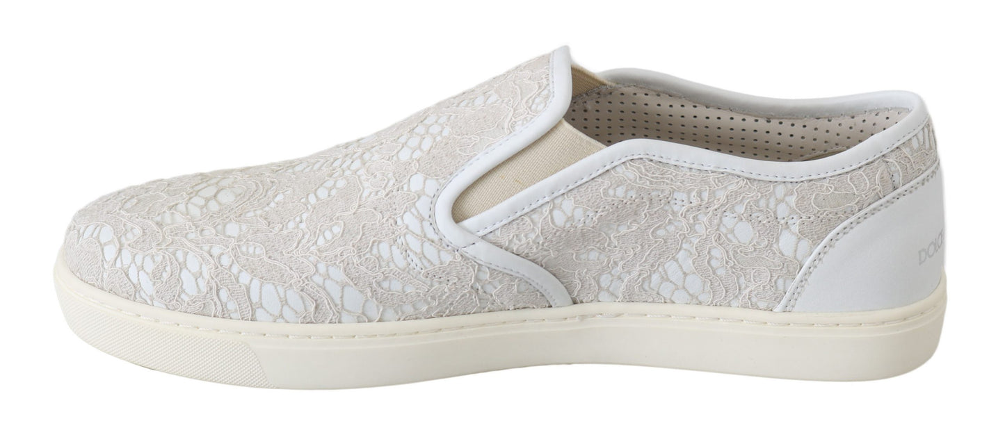 Dolce & Gabbana witte leren slip-on loafers met veters