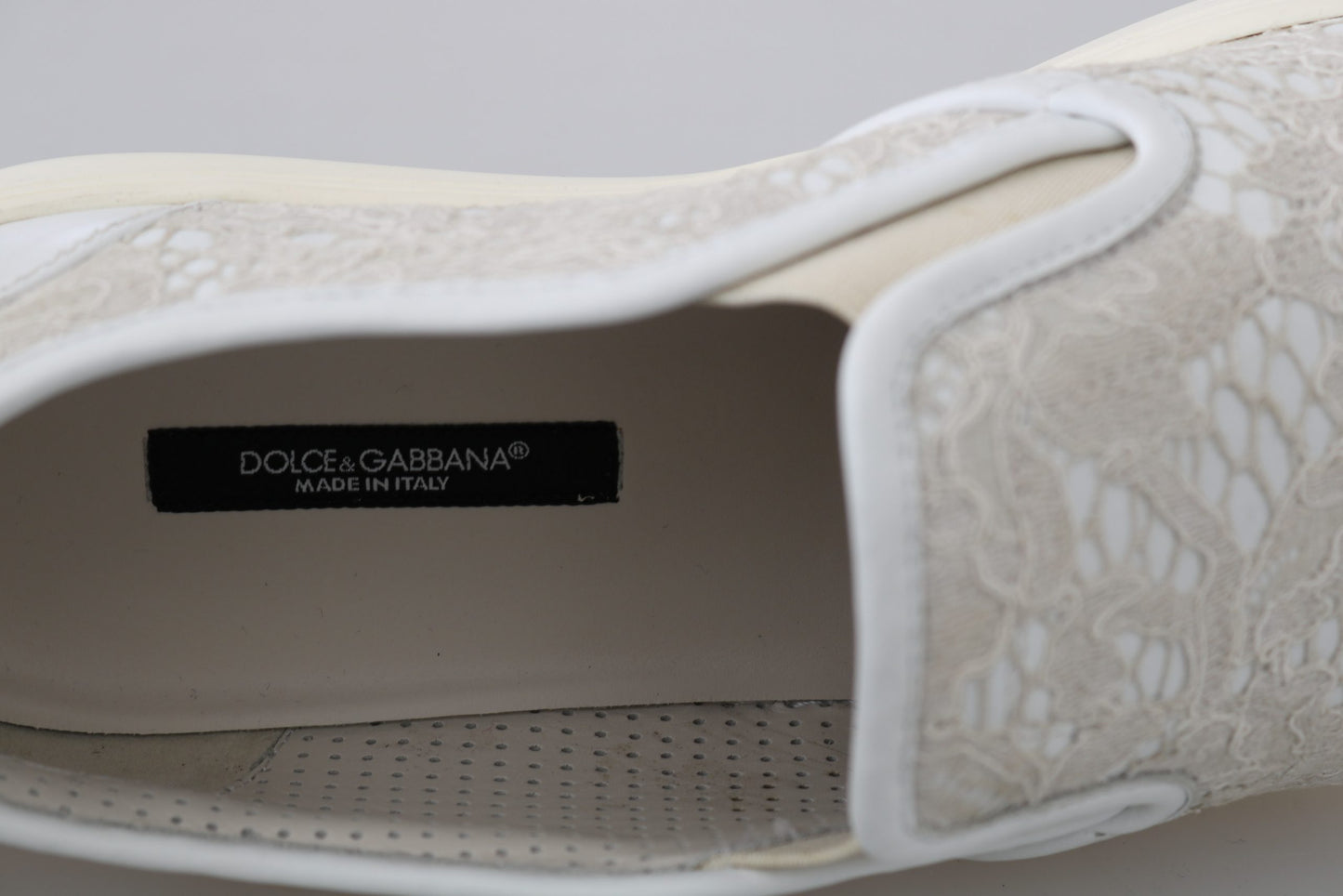 Dolce & Gabbana witte leren slip-on loafers met veters