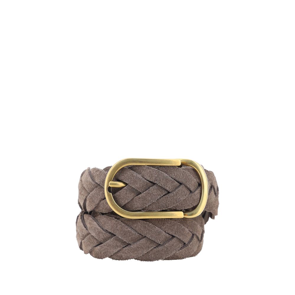 Brunello Cucinelli Leren riem met gevlochten design