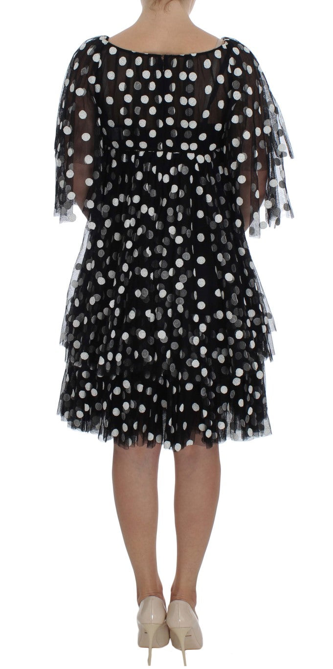 Robe à volants à pois noirs et blancs de Dolce & Gabbana