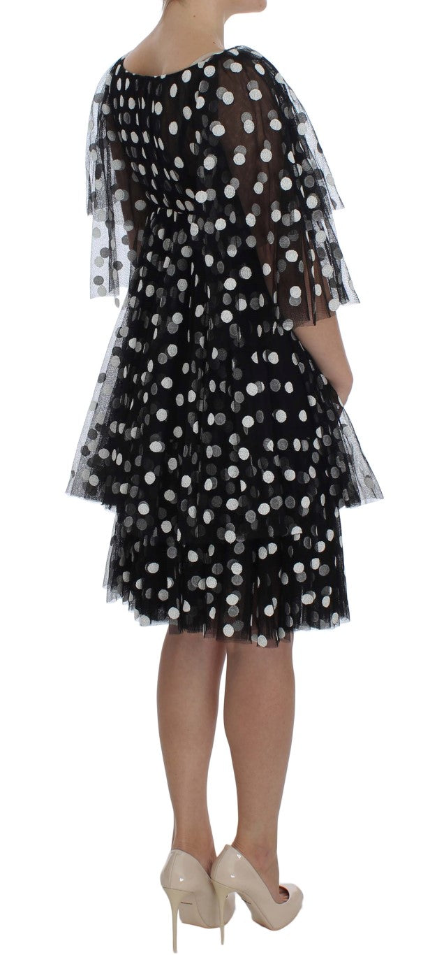Robe à volants à pois noirs et blancs de Dolce & Gabbana