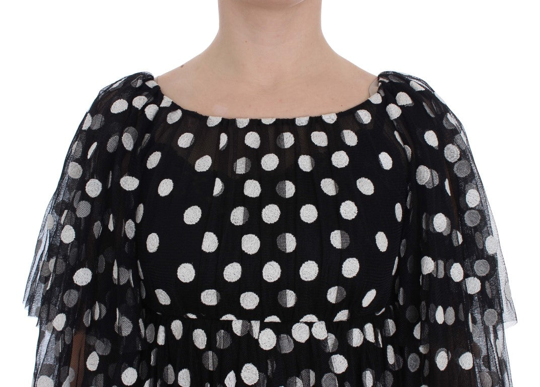 Robe à volants à pois noirs et blancs de Dolce & Gabbana