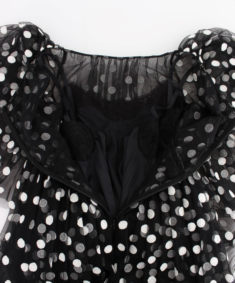 Robe à volants à pois noirs et blancs de Dolce & Gabbana