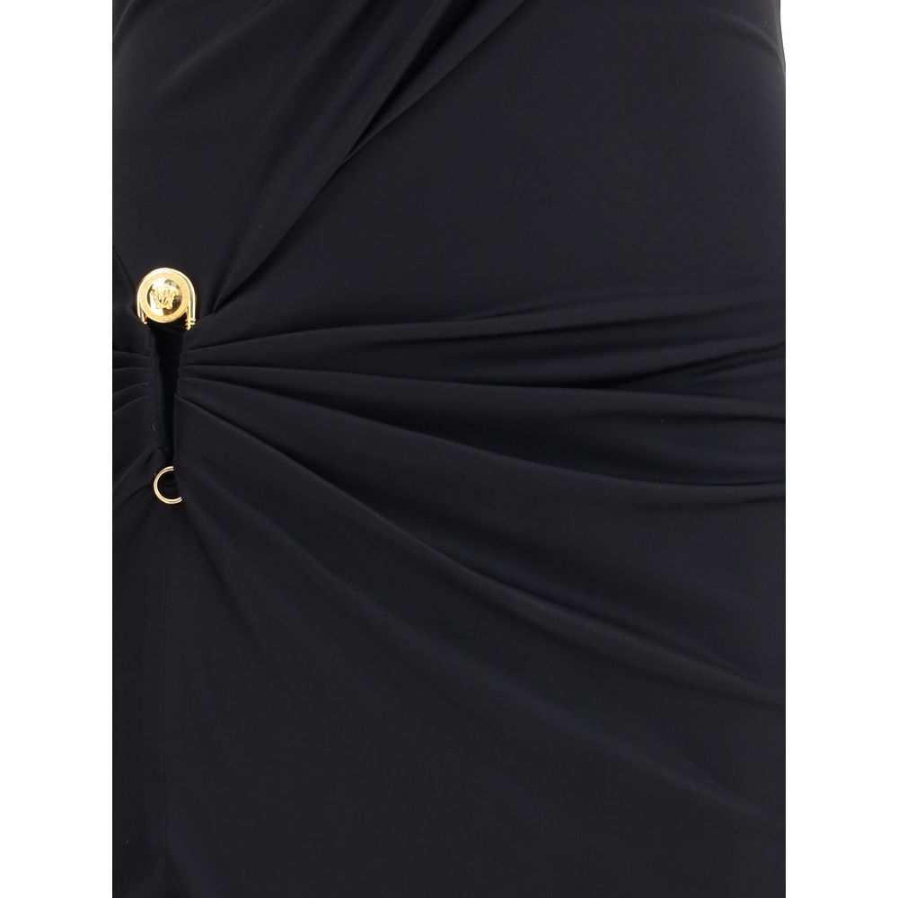 Robe longue en jersey drapé Versace