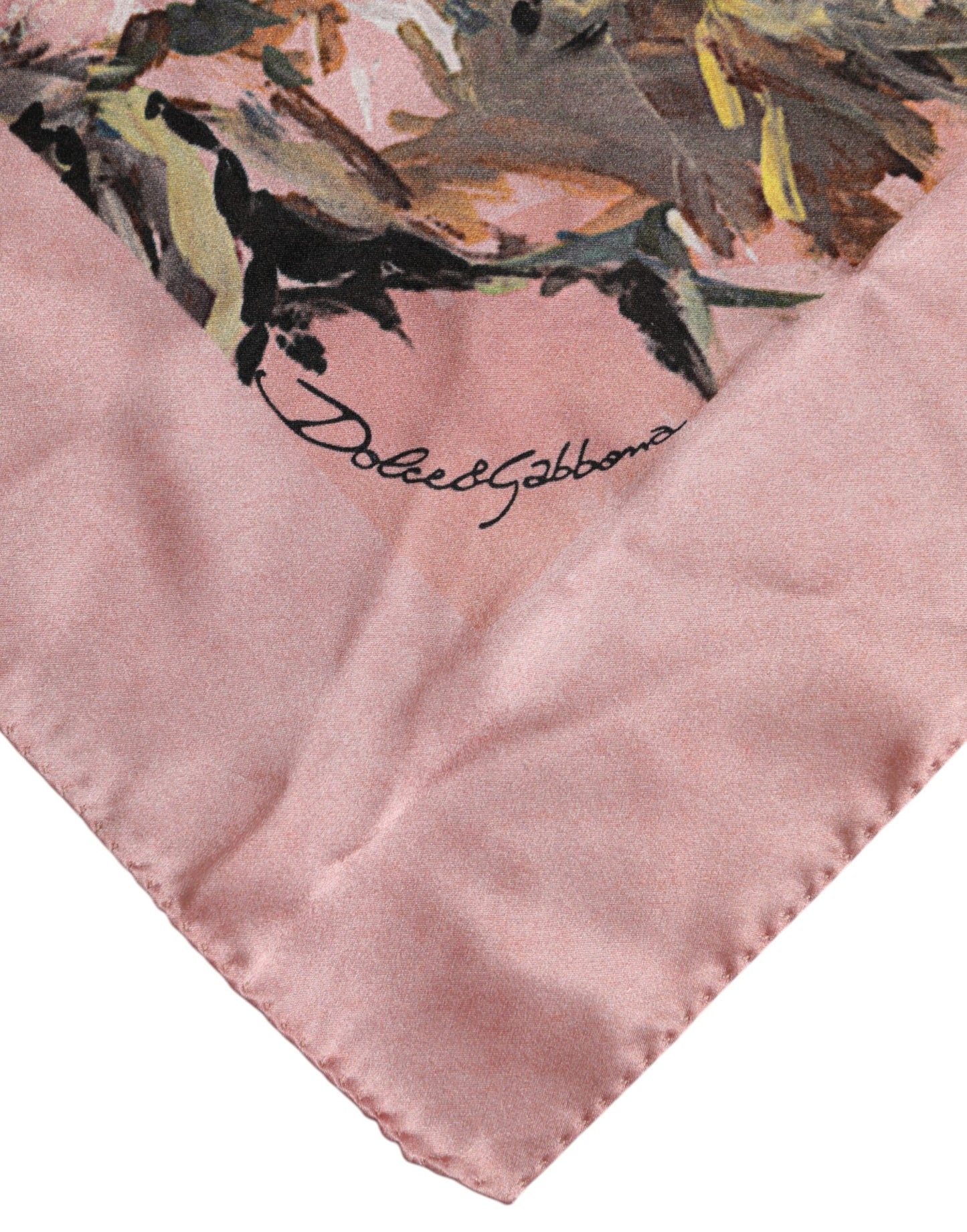 Dolce & Gabbana roze zijden bloemenprint vierkante foulard sjaal