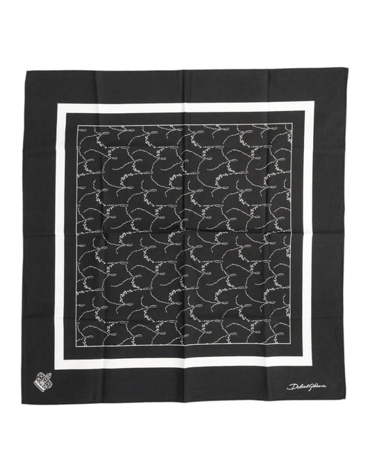 Dolce & Gabbana Zwart Wit Geprinte Vierkante Heren Foulard Sjaal