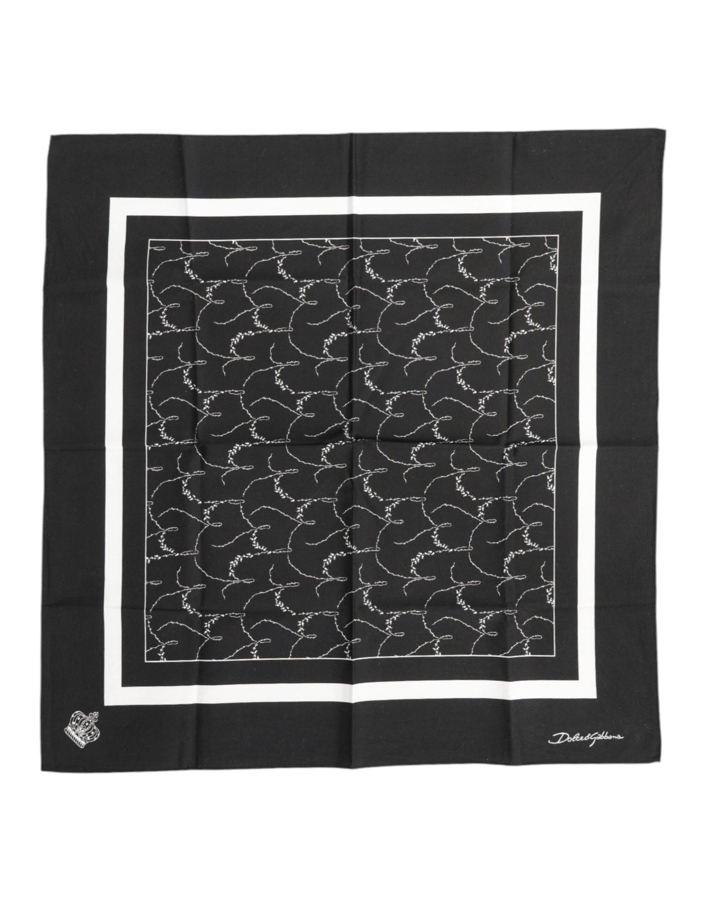 Dolce & Gabbana Zwart Wit Geprinte Vierkante Heren Foulard Sjaal