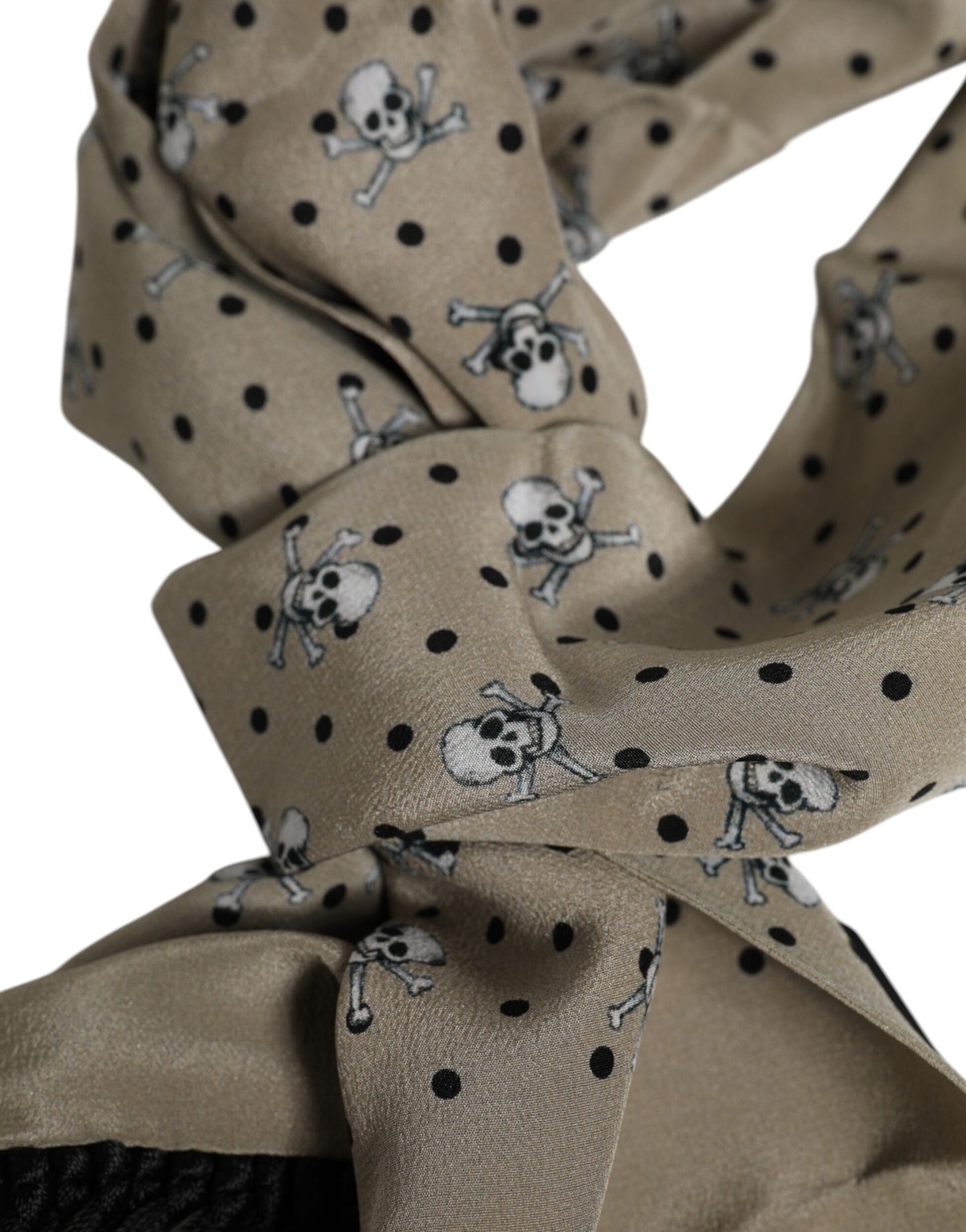 Foulard Dolce & Gabbana en soie à franges et têtes de mort grises pour homme