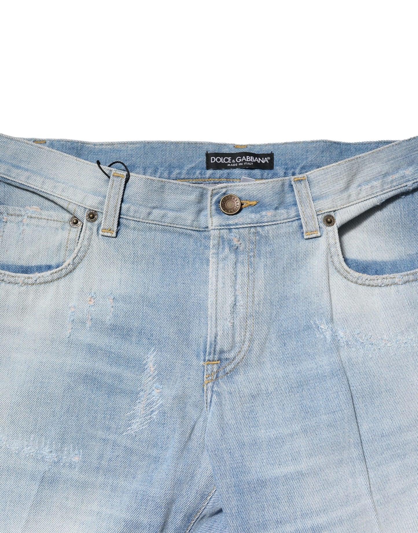 Jeans droit en jean délavé bleu clair Dolce & Gabbana
