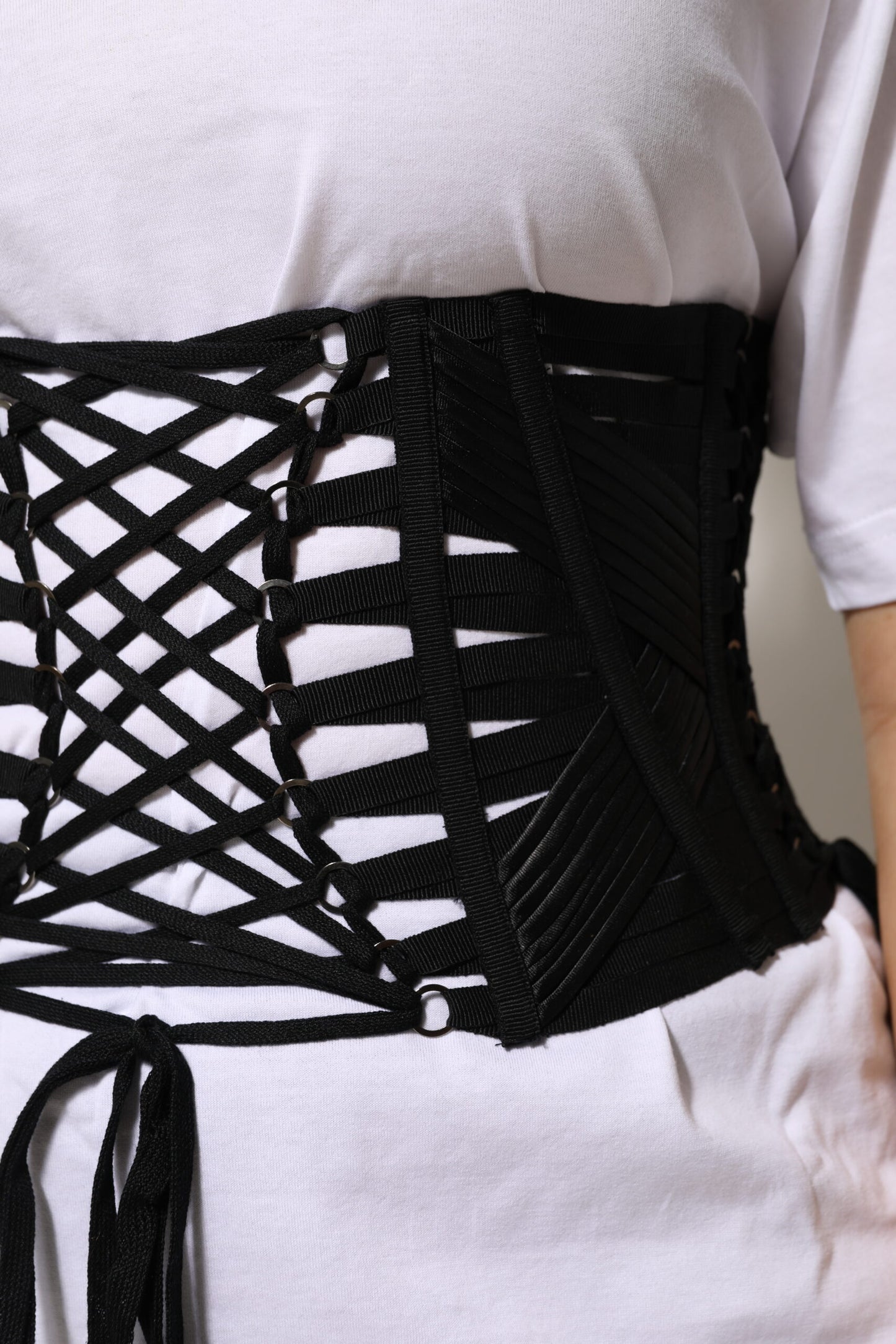 Ceinture corset à lacets en coton noir Dolce & Gabbana