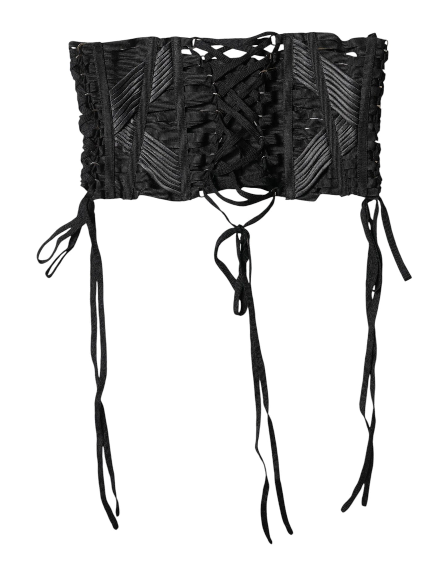 Ceinture corset à lacets en coton noir Dolce & Gabbana