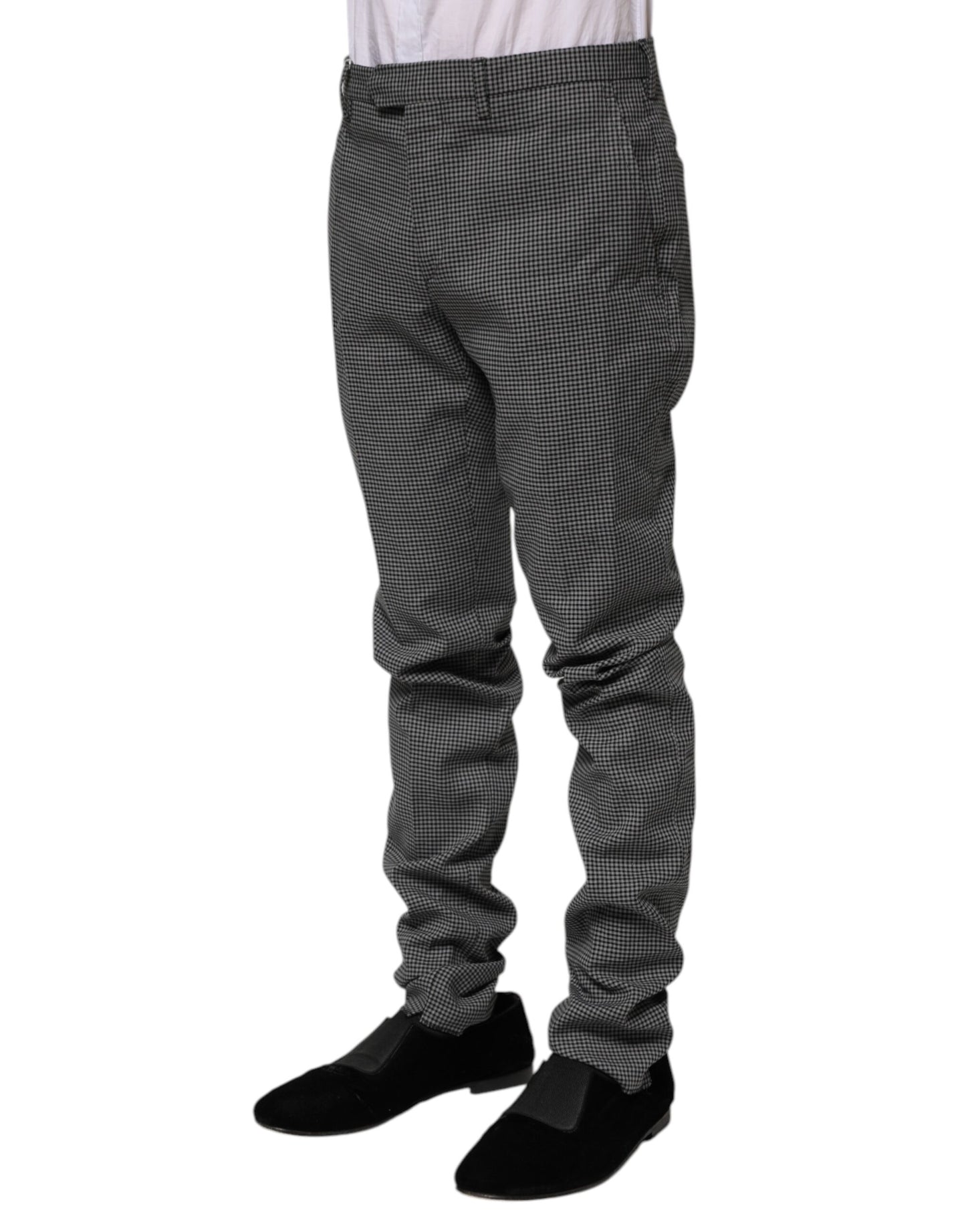 Pantalon tailleur fuselé à carreaux noir et blanc de BENCIVENGA
