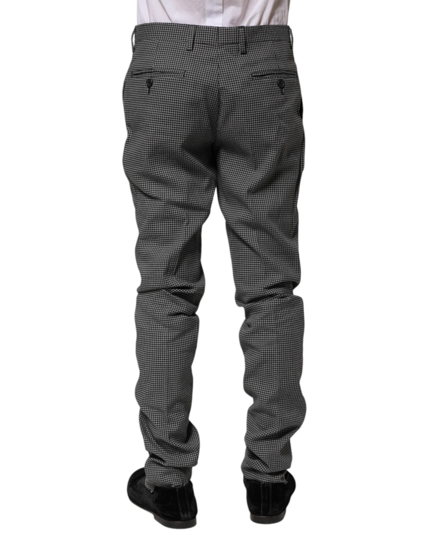 Pantalon tailleur fuselé à carreaux noir et blanc de BENCIVENGA