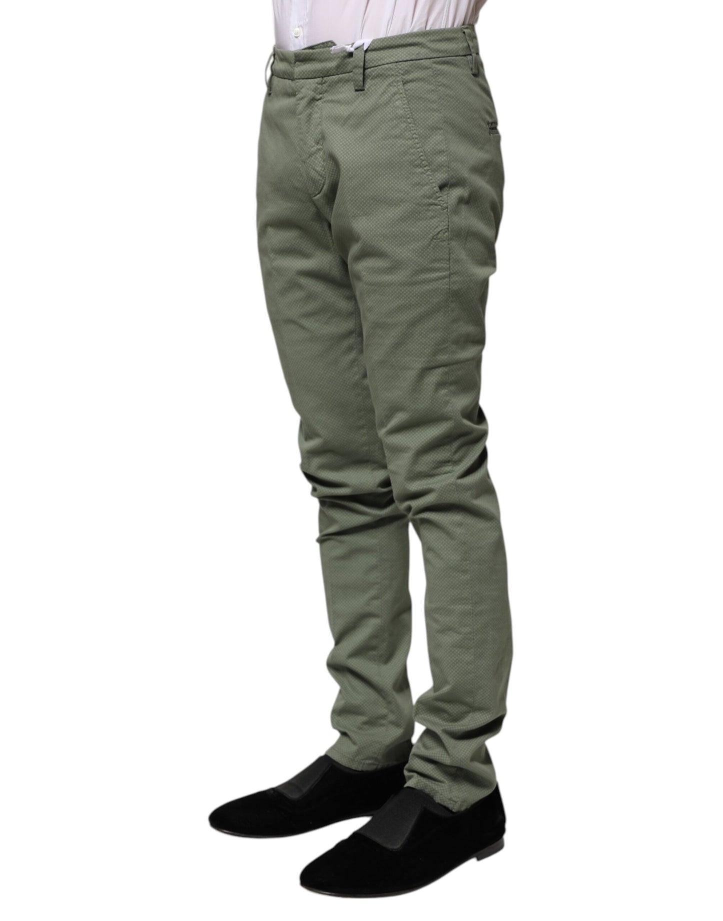 Dondup Green Mid Waist Skinny Fit Casual Pants