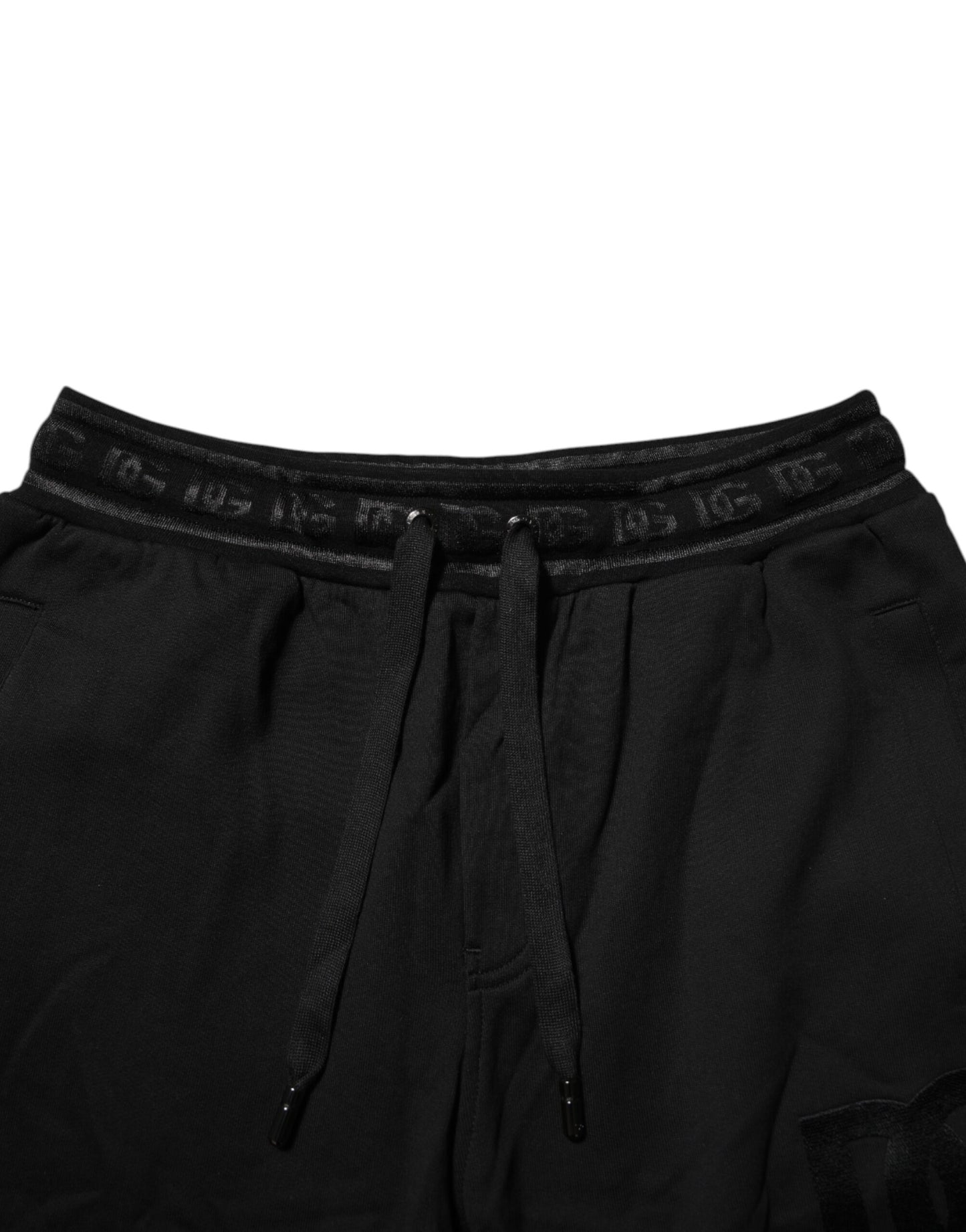 Pantalon de jogging noir en coton avec cordon de serrage de Dolce & Gabbana