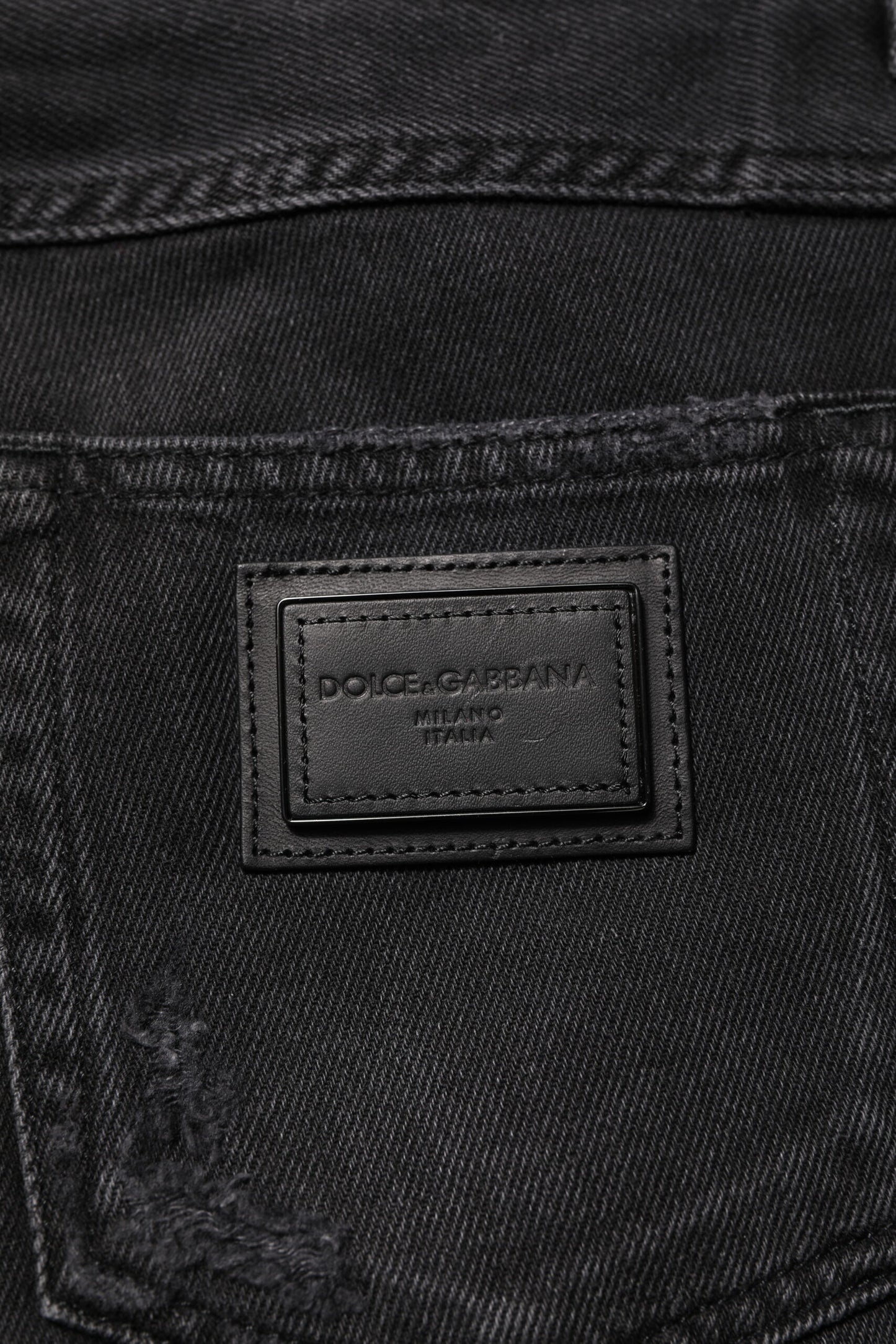 Jeans skinny en coton noir avec plaque logo Dolce & Gabbana