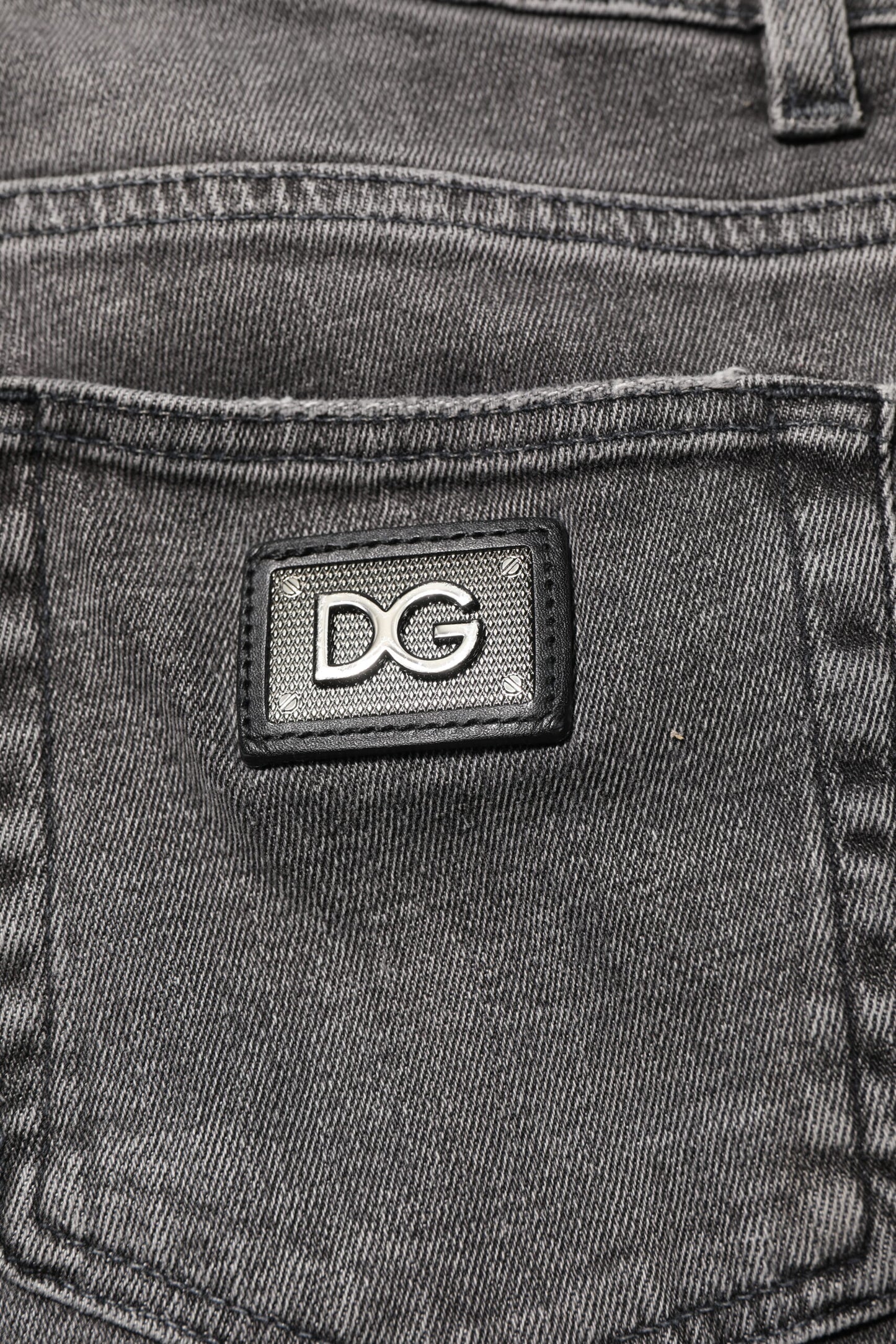 Jean en jean gris pour homme Dolce & Gabbana avec plaque logo en coton