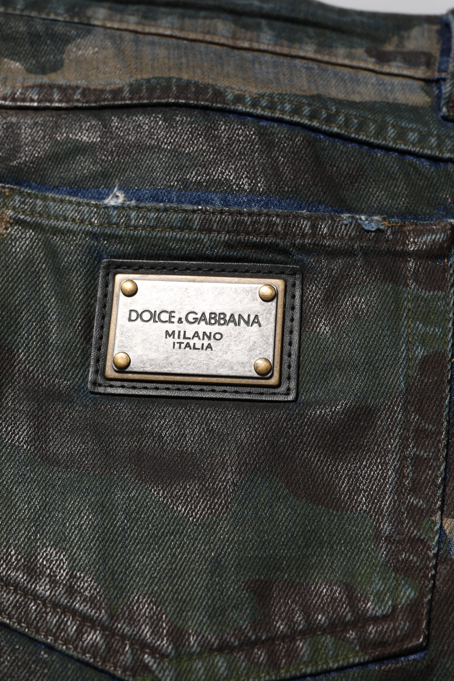 Jeans en jean camouflage bleu en coton de Dolce & Gabbana