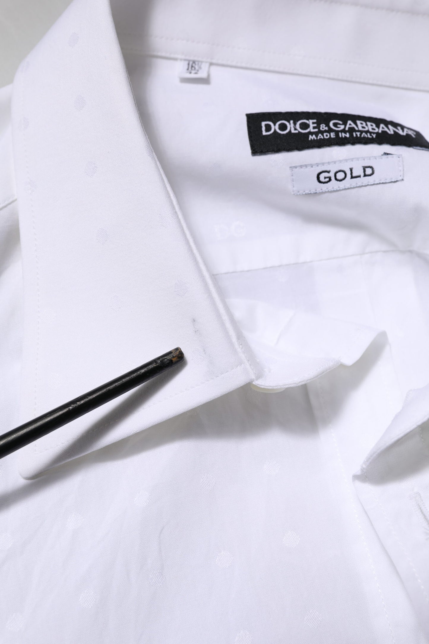 Chemise habillée blanche en coton doré Dolce & Gabbana