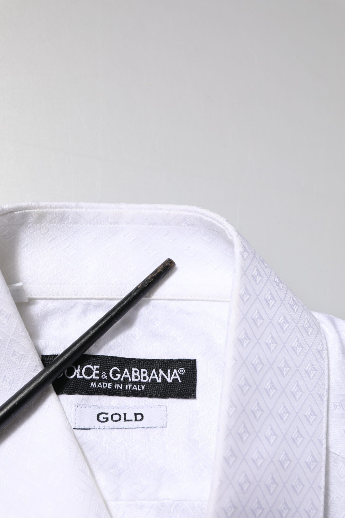 Chemise habillée à manches longues en coton blanc doré de Dolce & Gabbana