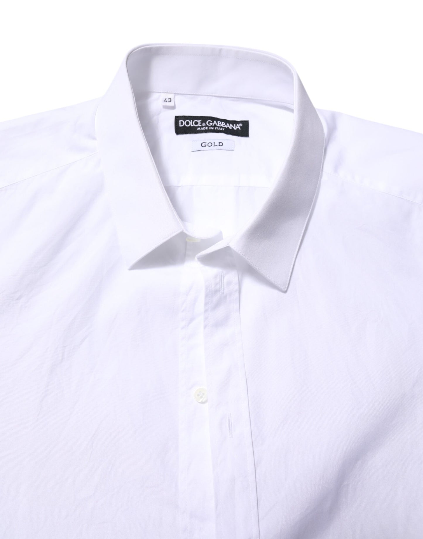 Chemise habillée à manches longues en coton blanc doré de Dolce & Gabbana