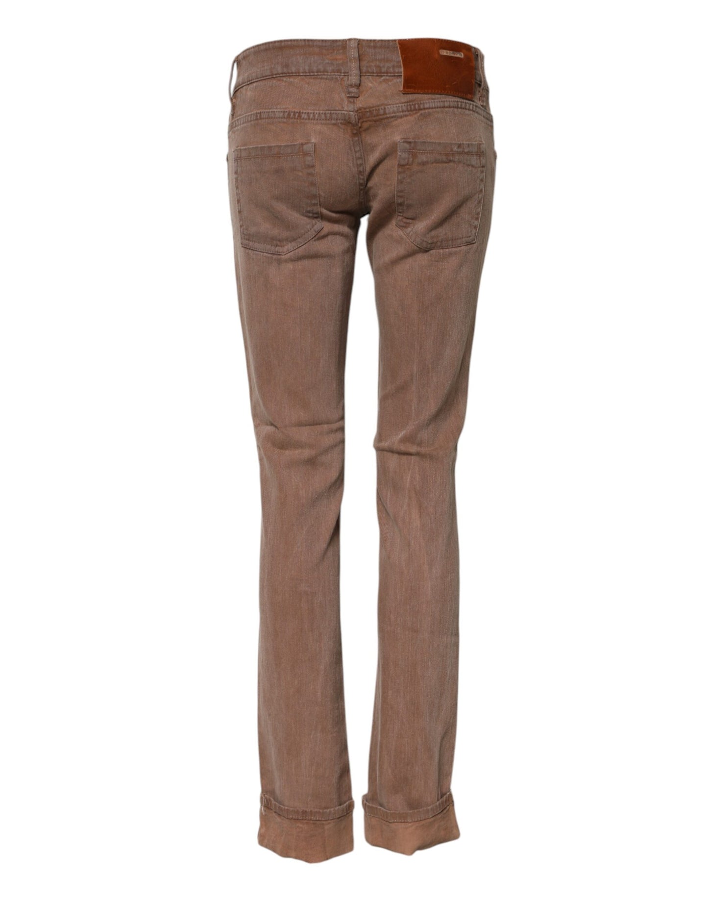 Acht Bruine Slim Fit Denim Low Waist Jeans van Katoen