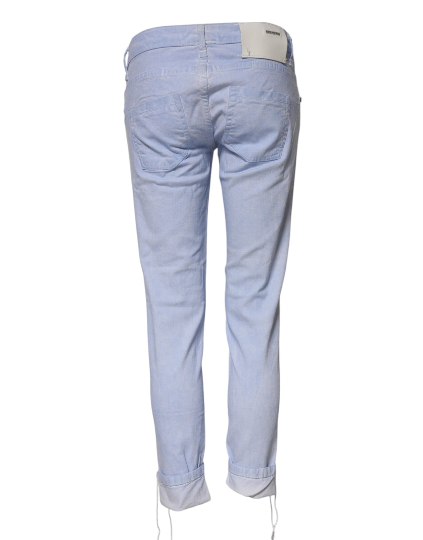 Jeans en jean slim taille basse en coton bleu clair Acht