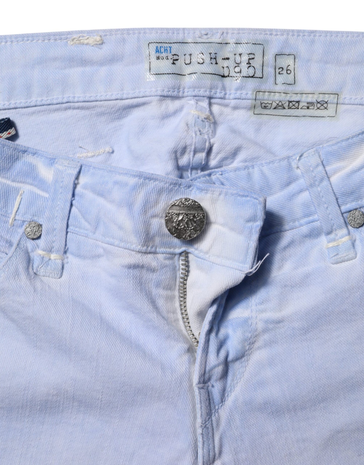Jeans en jean slim taille basse en coton bleu clair Acht
