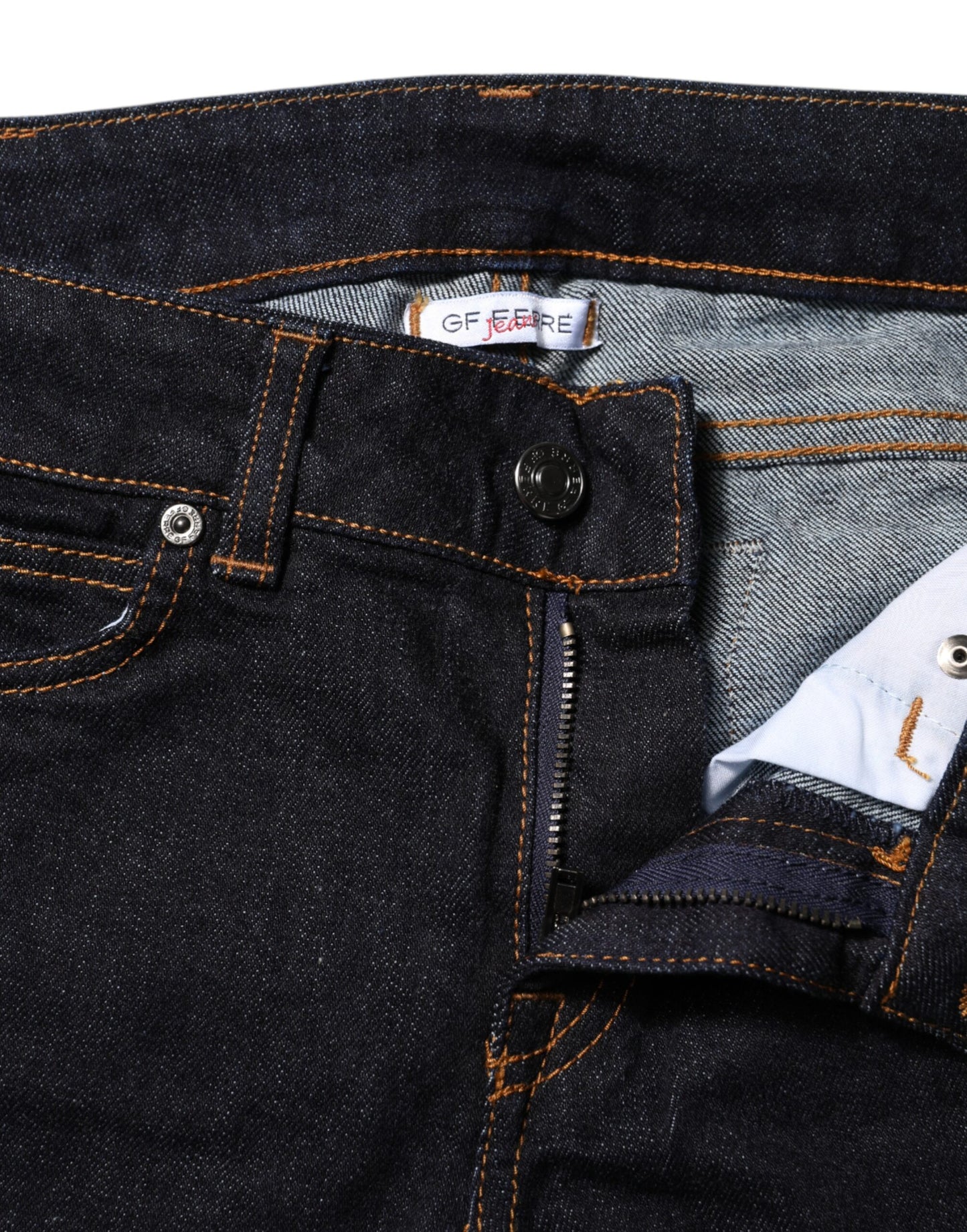Jeans skinny en coton bleu foncé taille mi-hauteur GF Ferre