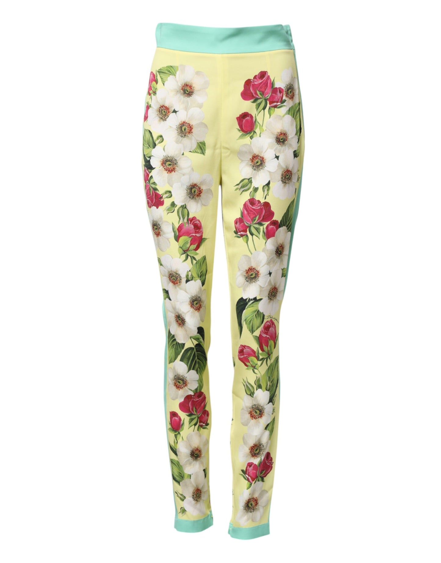 Dolce & Gabbana gele zijden leggings met bloemenprint