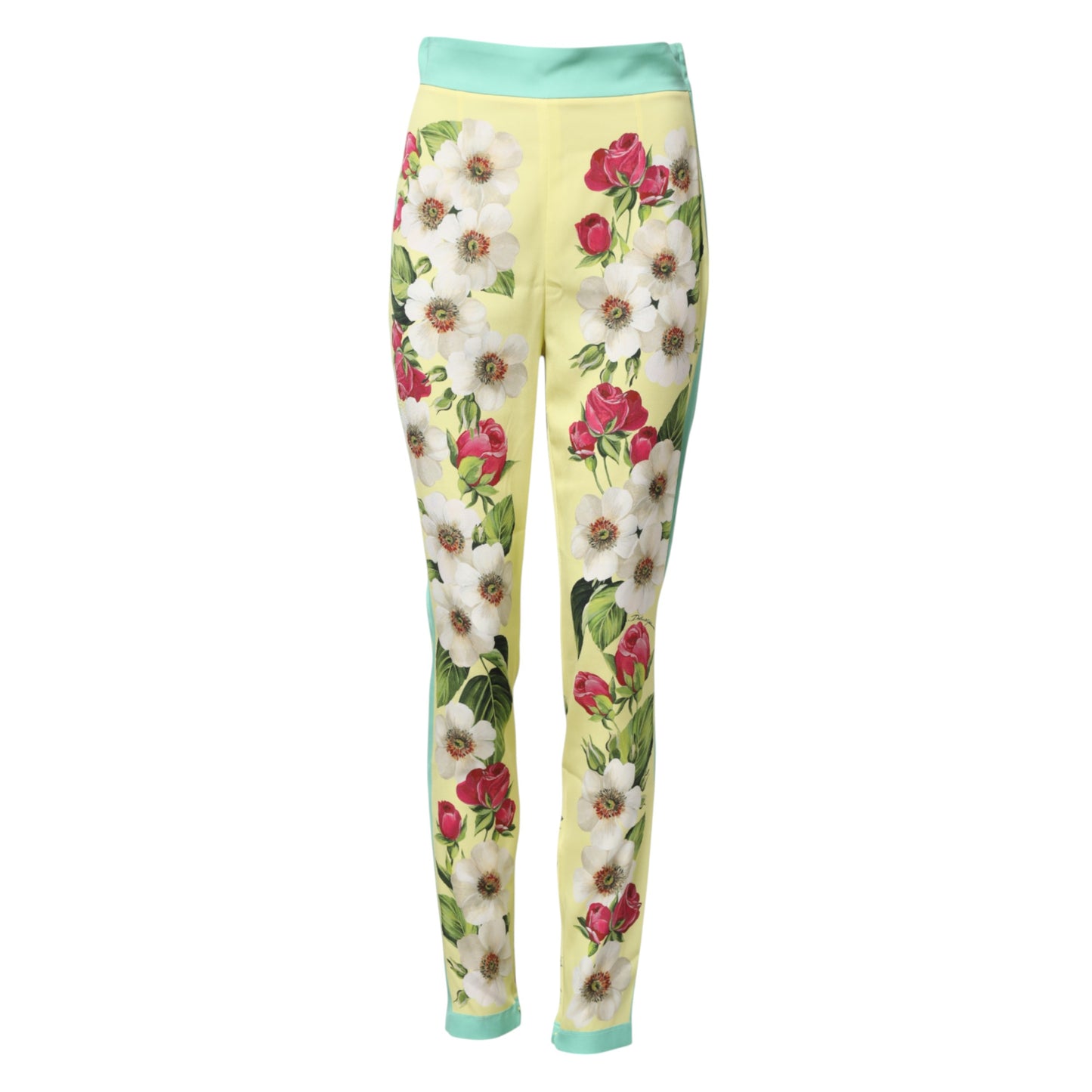 Dolce & Gabbana gele zijden leggings met bloemenprint