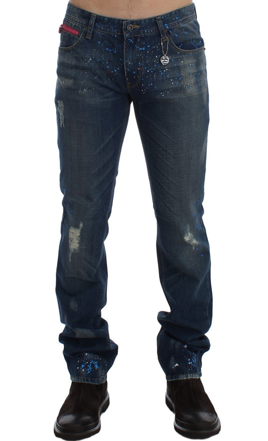 Costume National blauwe, smalle jeans met wasbehandeling