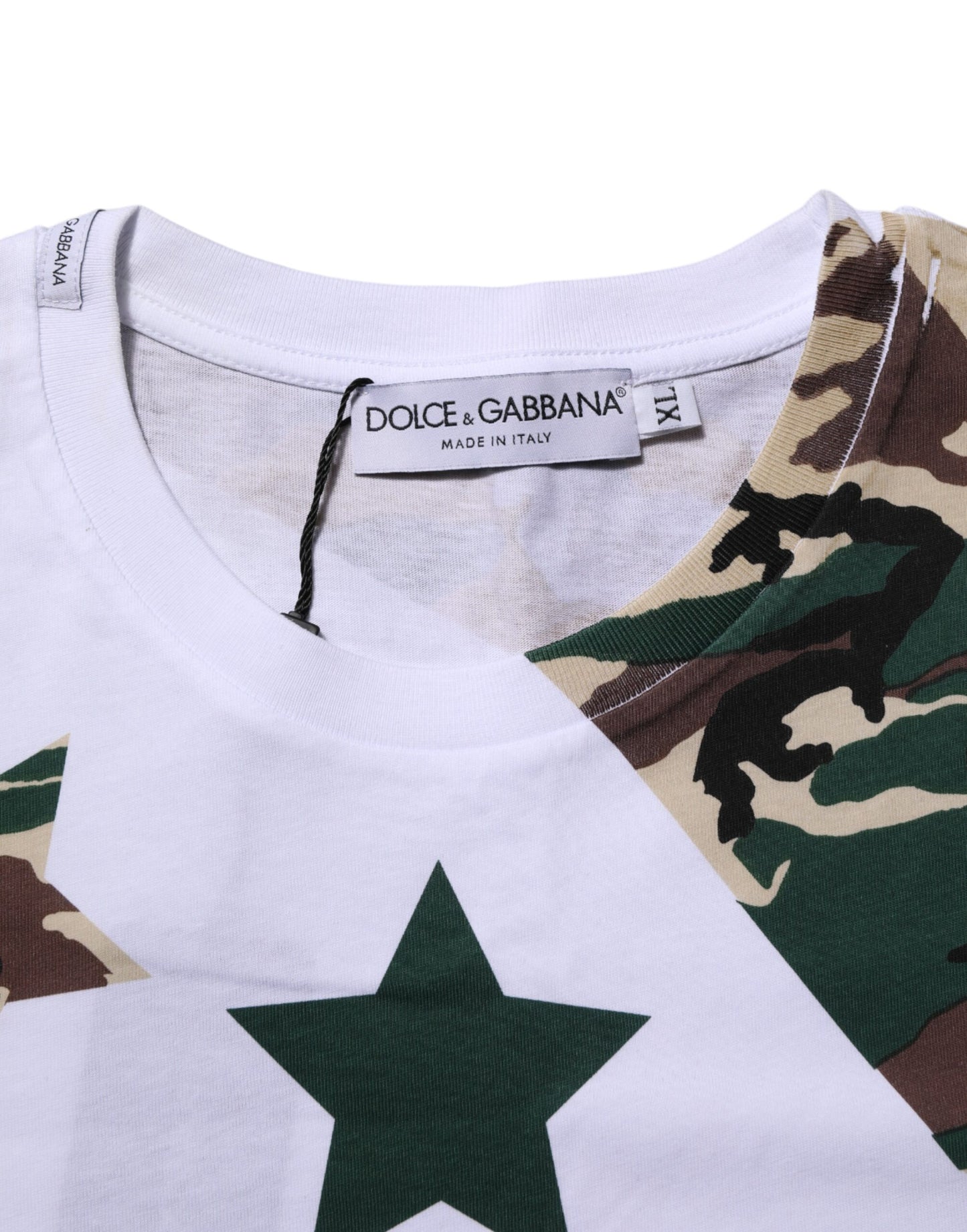 T-shirt homme à col rond en coton blanc à motif camouflage de Dolce & Gabbana
