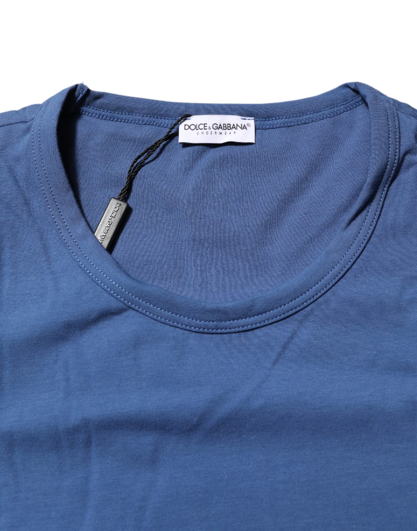 T-shirt sous-vêtements homme Dolce & Gabbana en coton bleu, col rond.